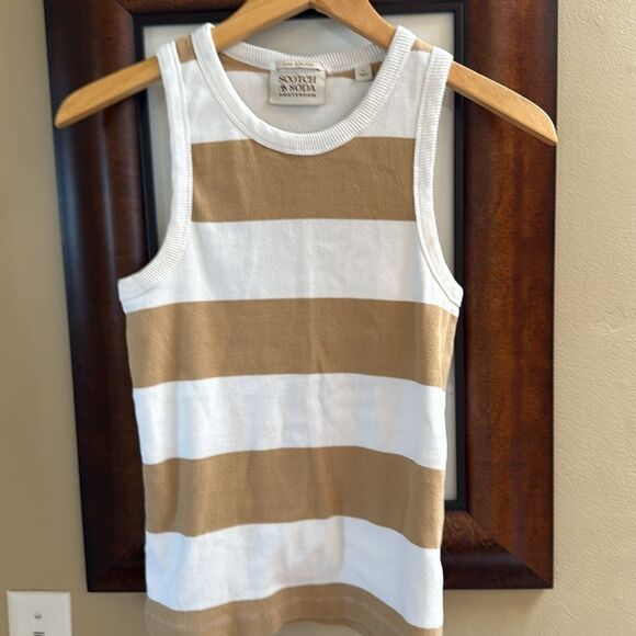 Scotch & Soda Cotton In-Conversion Racer Striped Tank Large - Picture 4 of 7